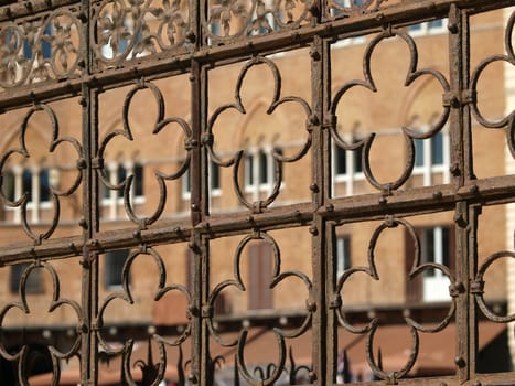 Siena - decorative grating on Piazza  del  Campo