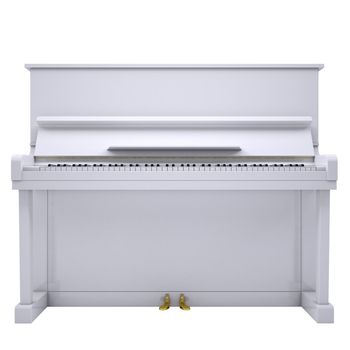 White piano. Isolated render on a white background