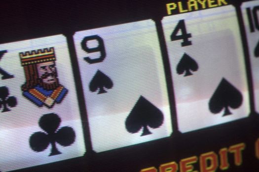Close up of a video poker machine.