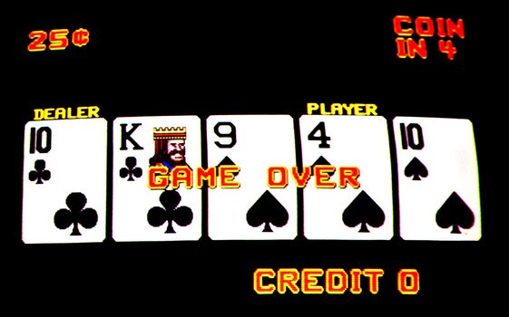 Close up of a video poker machine.