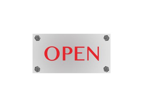 An open sign isolated against a white background