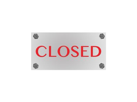 A closed sign isolated against a white background
