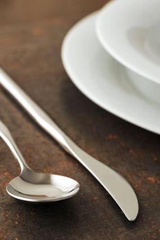 Close-up of silverware , on the dining table.