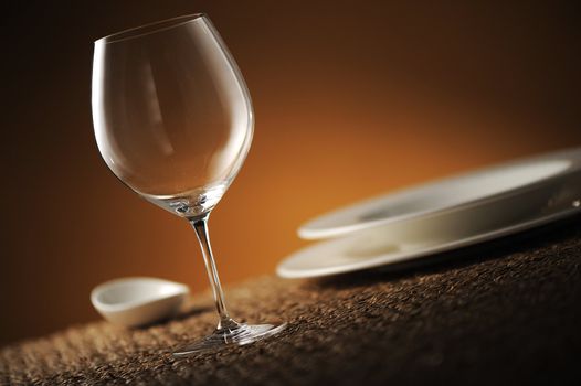 close up of a restaurant table, with a soft light