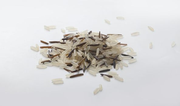 Mix of white and wild rice  on the white background