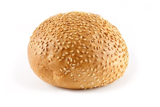 sandwich bun with seeds on white background