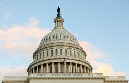 US flag flies in front of the US Capitol in Washington DC