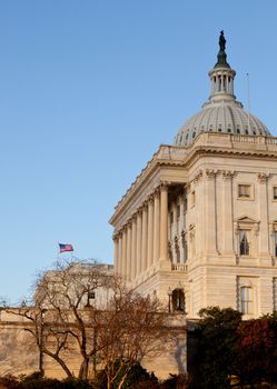 US flag flies in front of the US Capitol in Washington DC