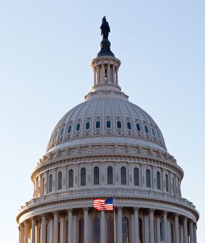 US flag flies in front of the US Capitol in Washington DC