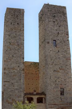 Medieval Stone Towers Bells San Gimignano Tuscany Italy