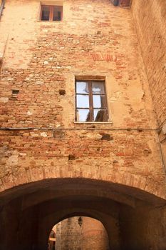 Ancient Stone Arch Medieval Town Street San Gimignano Tuscany Italy