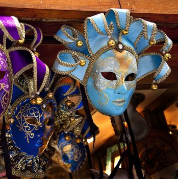 Blue Venetian Masks Venice Italy Used since the 1200s for Carnival, which were celebrated just before Lent.  In ancient times, Masks allowed the Venetians to do what was illegal, such as gambling.