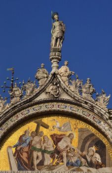 Saint Marks Basilica, Cathedral, Church Christ Rising Mosaic Statues Venice Italy