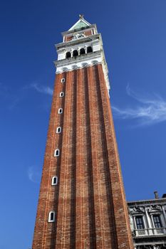 The Campanile Bell Tower Tall Close Up Venice Italy