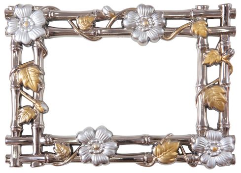 antique flower silver and gold frame isolated on white