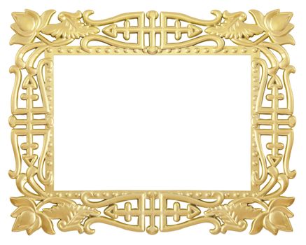 antique flower gold frame isolated on white