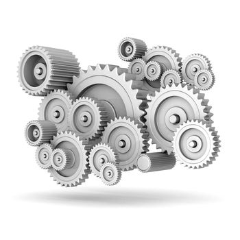 mechanical gears isolated on white background