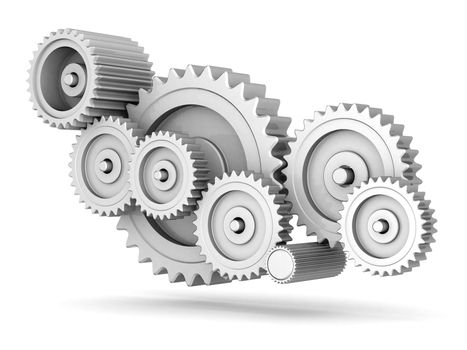 mechanical gears isolated on white background