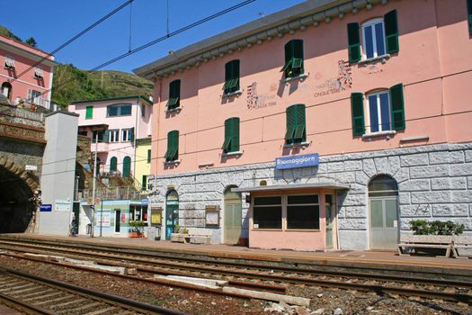 Italy. Cinque Terre. Riomaggiore railway station