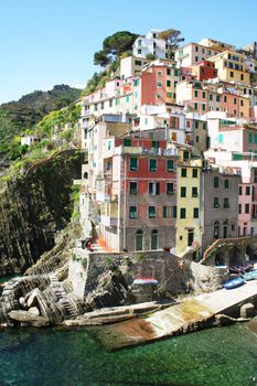 Italy. Cinque Terre. Colorful houses of Riomaggiore village 
