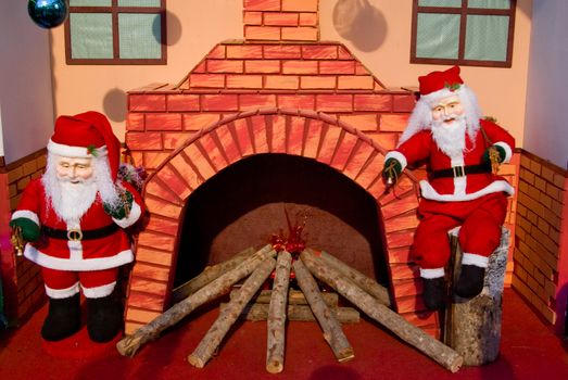 Santa Claus doll with fireplace, Christmas decorate