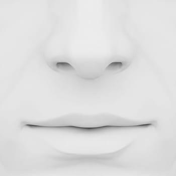 nose and mouth on a gray background 3D
