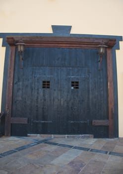 Old Oak Doors on a Traditional Building in Lanzarote Canary Islands