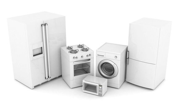 picture of household appliances on a white background