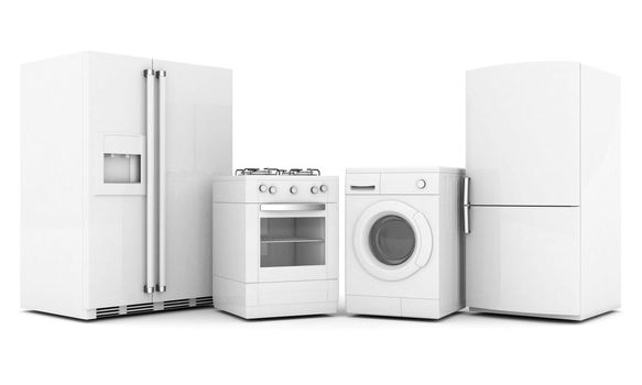 picture of household appliances on a white background