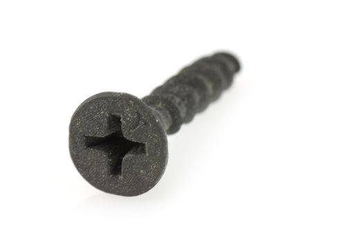  Black screw isolated on white background