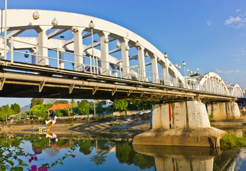 White vintage bridge. Viewed from the side