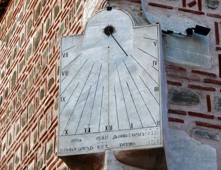 Old sundial in the wall of Mosque. Plovdiv. Bulgaria