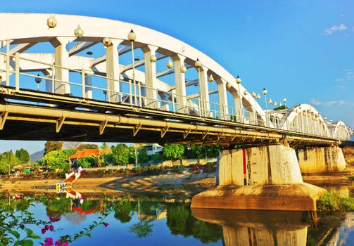 White vintage bridge. Viewed from the side