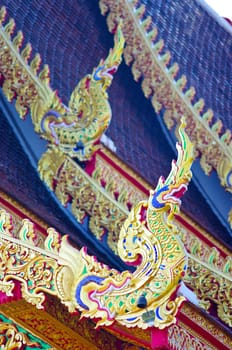 Decorative dragon on roof, Native Lanna style for decorate Buddhist temple