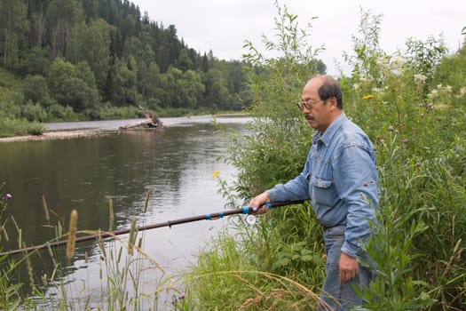 On fishing in summer day