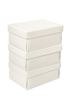 A pile of white boxes isolated on a clean white background.