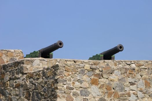 Ancient guns exhibits of a museum the Kuznetsk fortress