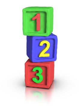 3D numbers play block made with plasticine material.