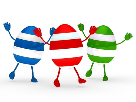 colorful easter eggs with streak wave jump