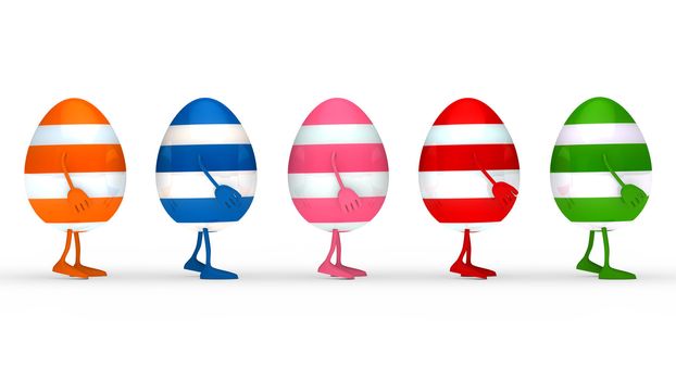 colorful estern eggs go in a series