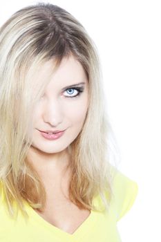 Close up shot of woman’s face with seductive look