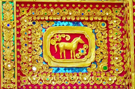 Native Thai style of horse pattern on Buddhist temple