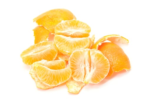 Peeled tangerine isolated on white background