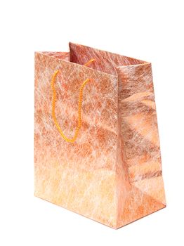 photo of golden Shopping Bag on white background