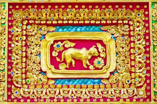 Native Thai style of cow pattern on Buddhist temple