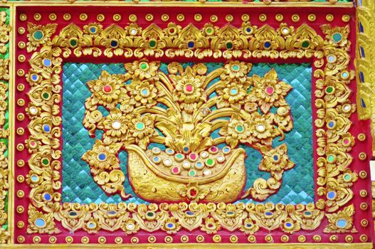 Native Thai style of Flower pattern on Buddhist temple