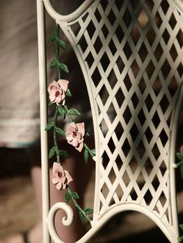 metal chair with flower motif