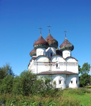 View of ancient cathedral in Kargopol town, north Russia