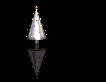 3D render of a metallic Christmas tree