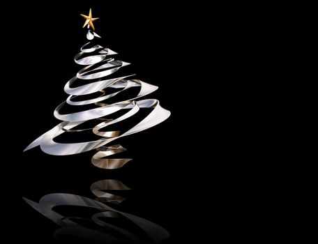 3D render of a metallic Christmas tree